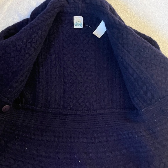 M  Irish Merino Wool Cable Knit Jacket  Navy Blue - Picture 7 of 11